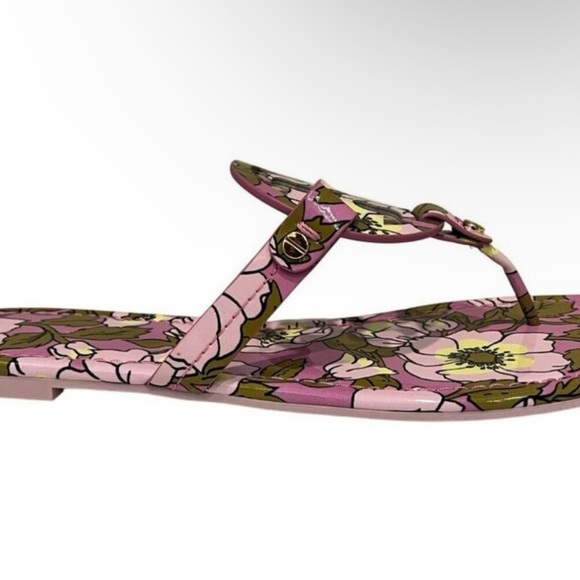 Tory Burch Miller Printed Patent Leather Bold Flowers Combo Purple size 9 - Picture 3 of 10